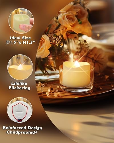 Velas de té a batería sin llama electrónicas con efecto parpadeo para decoración romántica 2