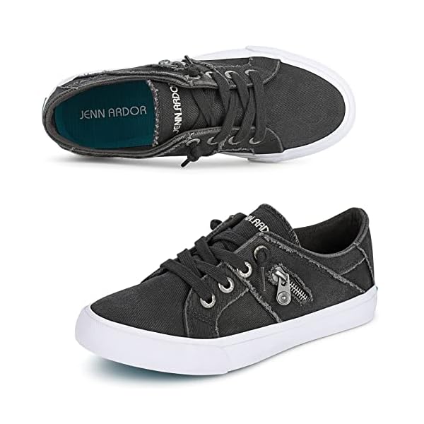 JENN ARDOR Women’s Fashion Sneakers Slip On Shoes Women Sneakers Casual Canvas with Zipper Ladies Shoes