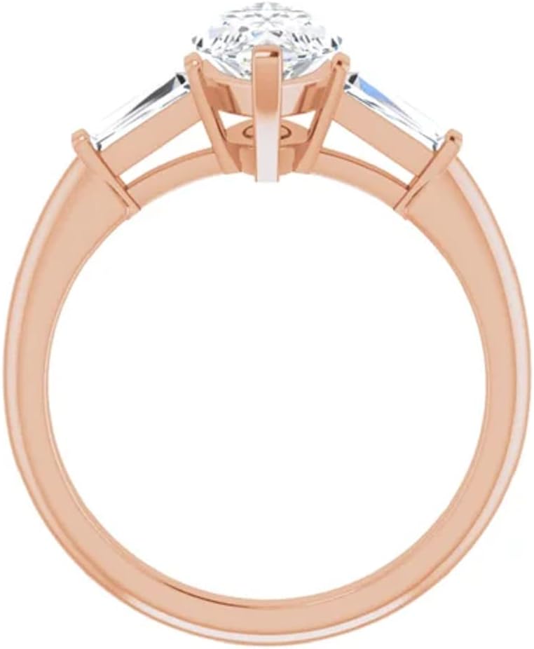 10K Solid Rose Gold Handmade Engagement Ring 2.0 CT Marquise Cut Moissanite Diamond Solitaire Wedding/Bridal Ring Set for Women/Her Propose Rings