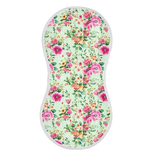 xigua Watercolor Flowers Muslin Baby Burp Cloths Set of 4, Super Soft & Absorbent Burping Rags, Cotton Burp Clothes Shower Gift for Newborn, Baby Girls and Boys