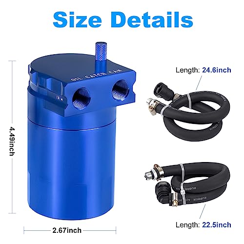Image of JDMON Oil Catch Can, Passenger Side Oil Separator Compatible with Ford F150 2.7EB 3.5EB 5.0L Passenger Side 2011-2021, Expedition 3.5L EcoBoost 2018-2021, Raptor 3.5L Ecoboost 2017-2021, 350ml Blue