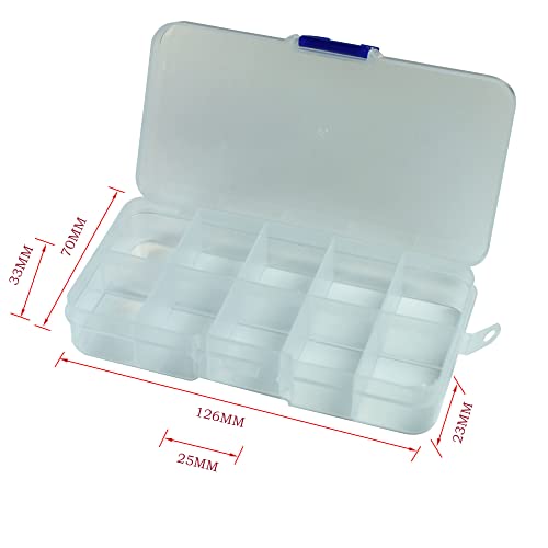 Image of Plastic Grid Storage Box, 10 Large Grids Clear Plastic Jewelry Box, Small Accessories Multipurpose Organizer for earrings, tackle, string, (10 Grids - Clear)