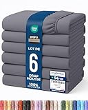 Utopia Bedding Lot de 6 Drap Housse   Gris, 180 x 200 cm   Coupes de 35 cm pour Matelas épais   Microfibre brossée