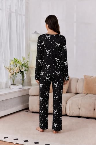 Ekouaer 2 Pack: Women's Long Sleeve Pajama Sets - V Neck Top and Pants Lounge sets for women 2 Piece PJ Set Loungewear with Pockets - image 3