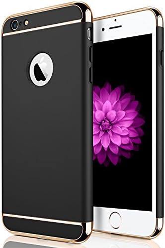 iPhone 6/6s Plus Case, Seekfull Ultra Thin 3 In 1and Slim Hard Shockproof Case Coated Non Slip Matte Surface with with Tempered Glass Screen Protector for Apple iPhone 6/6S Plus (5.5'') (Black)