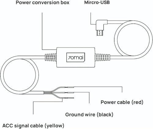 Image of 70mai Micro USB Hardwire Kit UP02 for Dash Cams, 10ft, 12V-30V to 5V /2.4A, Low Voltage Protection 11.8V, 24 Hour Parking Surveillance Power Supply for A800S-1 Car Cameras
