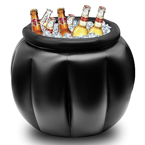 SpinLaLa 22 x 18 Inches Giant Black Inflatable Cauldron Kettle Halloween Cooler Large Drink Holder for Parties