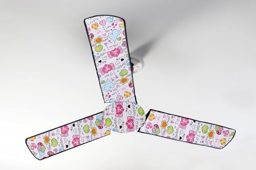 Image of Dustproof Premium Three Blade Ceiling Fan Cover with attachable Enclosure, Set of 1 Fan Cover (Love).