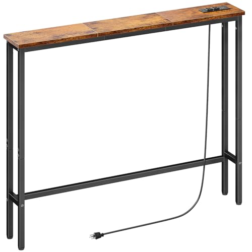 ELYKEN 5.9' Narrow Console Sofa Table with Power Outlets, Total 39.4” Long Behind Couch Table with...