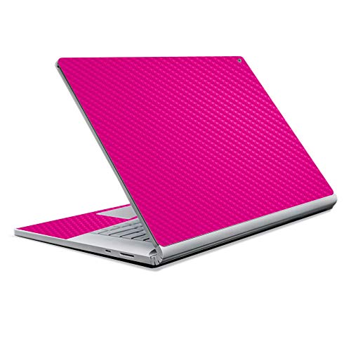 Image of MightySkins Carbon Fiber Skin for Microsoft Surface Book 2 13 inch (2017) - Solid Hot Pink,Protective, Durable Textured Carbon Fiber Finish,Easy to Apply, Remove, and Change Styles,