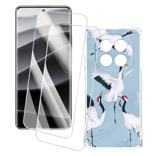 OAGELIM 2�Z�b�g �X�N���[���v���e�N�^�[ + �P�[�X Xiaomi Redmi Note 14 Pro+ 5G (6.67 �C���`) �Ƃ̌݊������� �A�[�e�B�X�e�B�b�N�J�X�^���v�����g�J�o�[�Ƌ����K���X�t�B���� �X�N���b�`�h�~ (��)