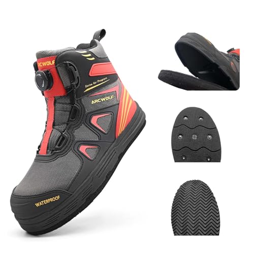 [ARCWOLF] ウェーディングシューズ 磯靴 フェルトスパイク 滑らない靴 フェルトスパイクシューズ ソール交換可能 渓流釣り 登山靴 釣り靴 防水 防風 船釣り 通気性 スパイクシューズ 釣り