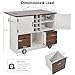 TERRUPEX 54 Inch Farmhouse Kitchen Island with Drop Leaf & Power Outlet, All-in-One Rolling Kitchen Cart with 2 Drawers, 2 Doors, Spice Rack and 4 Large Wheels (White)
