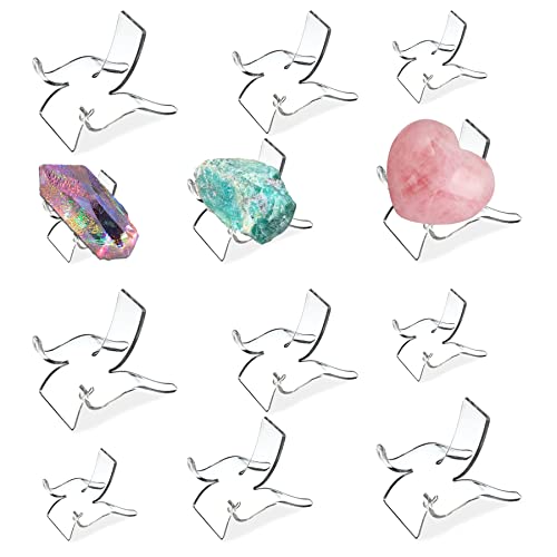 (3 Sizes 12 PCS)Crystal Display Stand Acrylic Rock Holder Clear Display Easel Stands Pedestal for Crystal Geodes Rock Mineral Agate Fossil Coral Gemstone Small Collectibles Display Stands