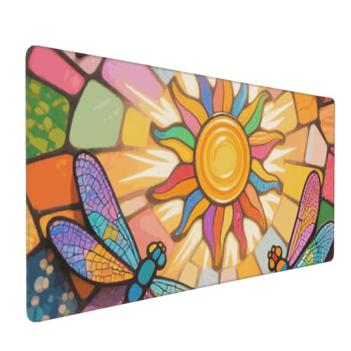 Tapis de souris de jeu grand format antidérapant motif libellule