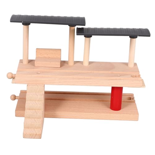 Jouet construction garçon et filles gare en bois double niveau pour maquette de train