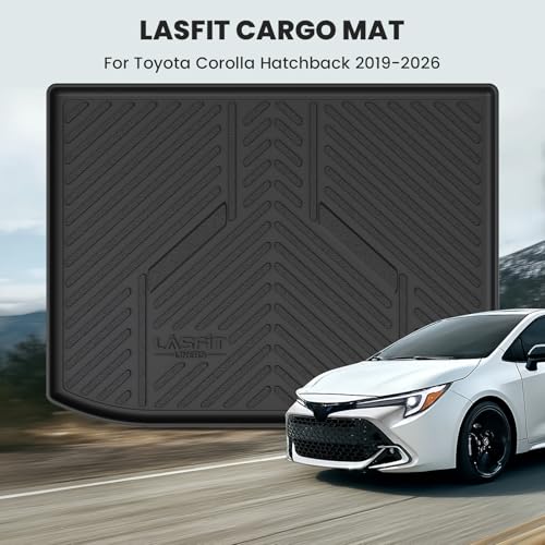 Image of LASFIT Cargo Trunk Mat for 2019-2026 Toyota Corolla Hatchback & 2023-2026 GR Corolla, All Weather TPE Custom Fit Trunk Mat Trunk Liner Trunk Tray Cargo Liner Cargo Tray, Black