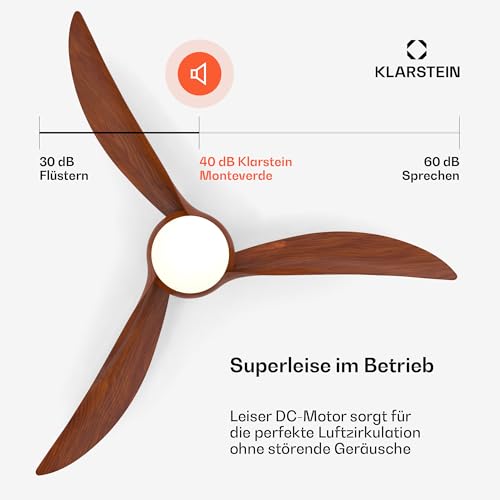 Klarstein Monteverde Deckenventilator mit Beleuchtung und Fernbedienung