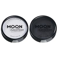 Moon Creations Pro Face & Body Makeup | Monochrome Set | 36g | Professional Colour Paint Cake Pots for Face Painting | Body Paint For Kids, Adults, Fancy Dress, Festivals, Halloween