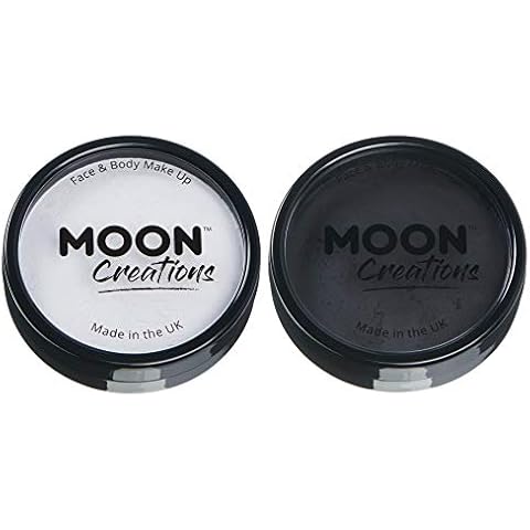 Moon Creations Pro Face & Body Makeup | Monochrome Set | 36g | Professional Colour Paint Cake Pots for Face Painting | Face Paint For Kids, Adults, Fancy Dress, Festivals, Halloween Cover