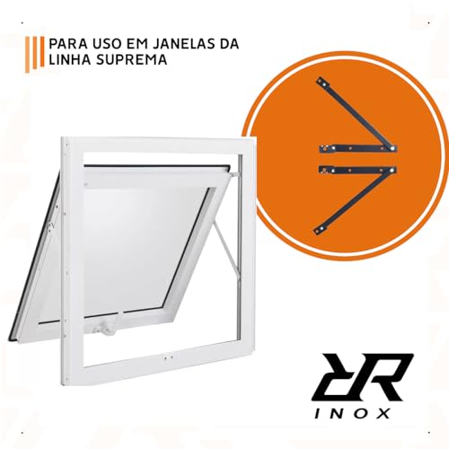 Braço Articulado Duplo P/Janela Basculante (maxim Ar) Max Ar 400mm 40cm Linha Suprema 1 Par (Preto)
