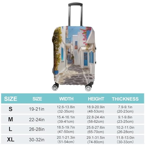 Greece Street Luggage Cover Protector - Travel Suitcase Sleeve with Dual-Sided Prints, Universal Fit 18-32 Inch, Washable Anti-Scratch Travel Baggage Cover L2