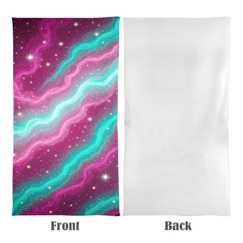 Toalla de Playa Oversized con Patrón Abstracto de Onda Galaxia Neón, Portátil, Suave, Súper Absorbente y de Secado Rápido, Toalla Multiusos para Deportes, Fitness, Yoga, 31" x 71" miniatura 2