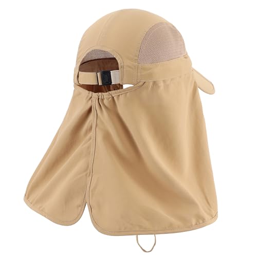 Image of Connectyle Men's Foldable Baseball Sun Cap with Removable Face Mask Neck Flap Cover UPF 50+ Sun Protection Fishing Hiking Hat
