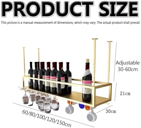 Stylish Metal Hanging Wine Bottle Rack for Home Bar - Ceiling Mounted Floating Shelf for Wine Glasses & Bottles - Modern Storage Solution for Cafe & Home Display