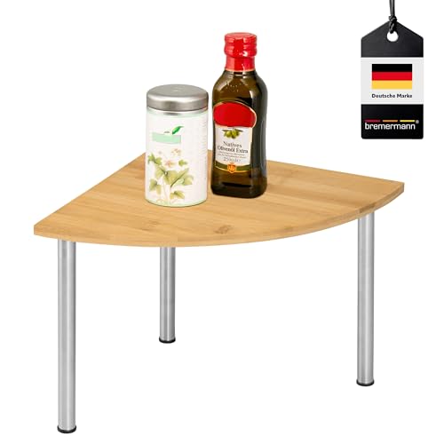 bremermann Bambus-Eckregal mit Edelstahl // ca. 25 x 20 x 25 cm (B/H/T) Küchenregal für mehr Stellfläche
