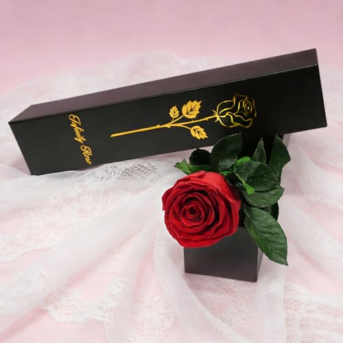 Yamonic Muttertagsgeschenk Ewige Rose Geschenke für Frauen,Infinity Rose mit Stiel Muttertagsgeschenke für Mama, Echte Rose in Geschenkbox,Konservierte Blumen Geschenk Muttertag Valentinstag,Rote Rose