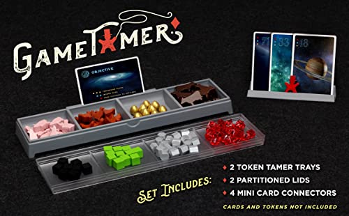 Gametamer Divided Tray With Lid For Organizing Board Game Tokens, Meeples, Pieces With Mini Connecting Card Holder (Token Tamers - Set Of 2, Royal Blue) #TOP1