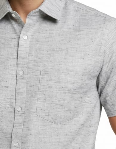 Image of Amazon Brand - INKAST Men's Cotton Solid Plain Half Sleeve Shirt | Plain Regular Fit Casual Shirt for Mens