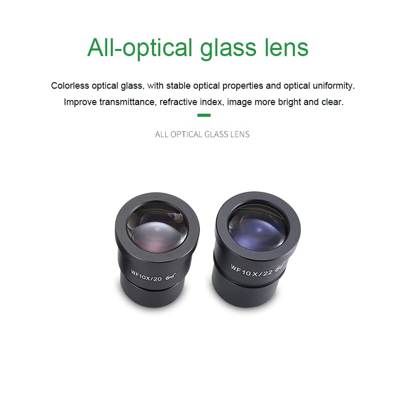 Microscope 2PCS 10X 20X Stereo Microscope Eyepiece Professional High Eye Point Wide Angle Eyepiece Mounting Size 30.5mm(WF10X-22mm)