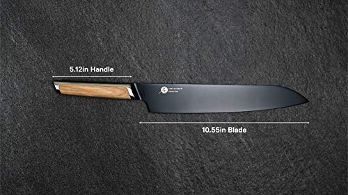 Everdure German Steel Professional Santoku Knife, 10.55 Inch Chef Knife With Titanium Coated Blade And Pakka Wood Handle, Perfect Kitchen Knife For Thinly Slicing Meat And Seafood #TOP1