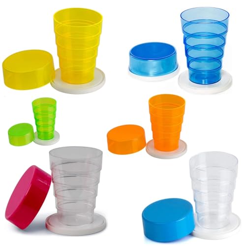 Kimmel Klappbecher,Kunststoff, - mit Spiegel - für Camping, Picknick, Reisen, Haushalt 1 Stück (1er Pack), Weiß-glasklar