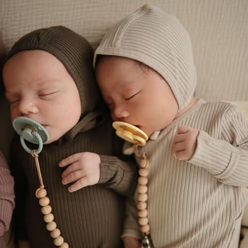 Image of FRIGG Natural Rubber Baby Pacifier 4-Pack Skyline Serenity | Made in Denmark | BPA-Free (0-6 Months)