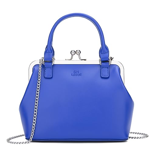 Image of GM LIKKIE Kiss Lock Purses and Handbags, Vintage PU Leather Clutch Purses for Women, Top Handle Evening Handbag