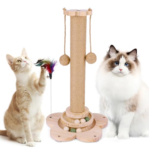 Arbre à chat multifonction en bois massif avec griffoir de 50 cm - 2