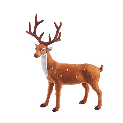 Pretyzoo Figurine de Renne en Peluche avec Renne en Forme de Renne et élan pour Noël Décoration de Table Décoration de Noël 25 cm