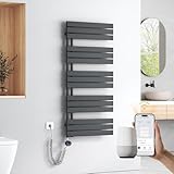 EMKE Badheizkörper Elektrisch 1320x600 mm, WiFi Intelligenter Handtuchheizkörper Elektrisch mit Thermostat, Elektrischer Handtuchwärmer Handtuchtrockner mit Heizstab Anthrazit 800W