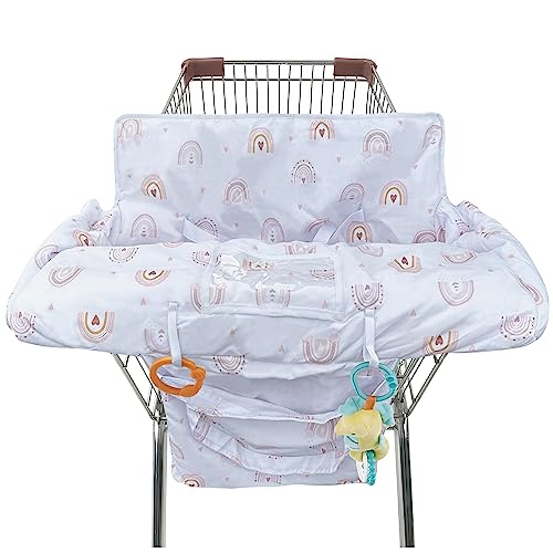 Image of Shopping Cart Cover for Baby,with Portable Cloth Bag,Cart Seat Pad for Babies Grocery Cushion Cotton Liner High Chair Cover Restaurant,Suitable for All supermarkets cart Cover (Rainbow)