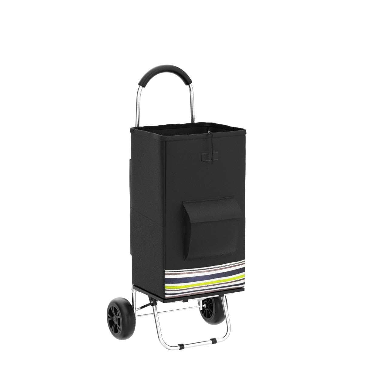 Einkaufstrolley, 75 l, faltbar, Einkaufstrolley, 2-in-1, Einkaufstrolley mit 2 Rädern, Einkaufstrolley mit Rahmen aus Edelstahl und Abnehmbarer Tasche aus wasserdichtem Segeltuch (schwarz)