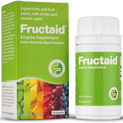 Fructaid Enzyme Supplement - 90 Capsules so that You can Enjoy Fruits Fruit Juices Soft Drinks and Sweets Again Dietary Supplement Gluten-Free Lactose-Free