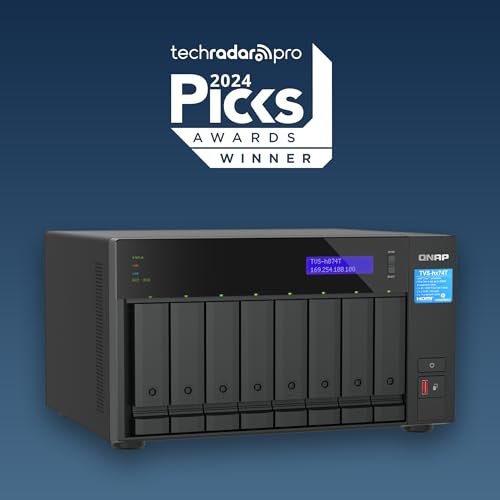 Image of QNAP TVS-h874T-i7-32G-US 8 Bay High-Speed Desktop NAS with Intel 12th Gen CPU, up to 64GB DDR4 Memory, Thunderbolt 4 and 2.5GbE connectivity (Diskless)