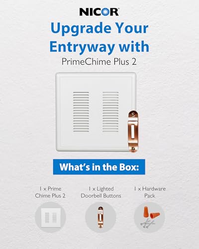 Image of PrimeChime Plus 2 Electric Doorbell Kit - Doorbells for Home - Includes Selectable Ring Chimes - Deco Button, Copper - NICOR Lighting