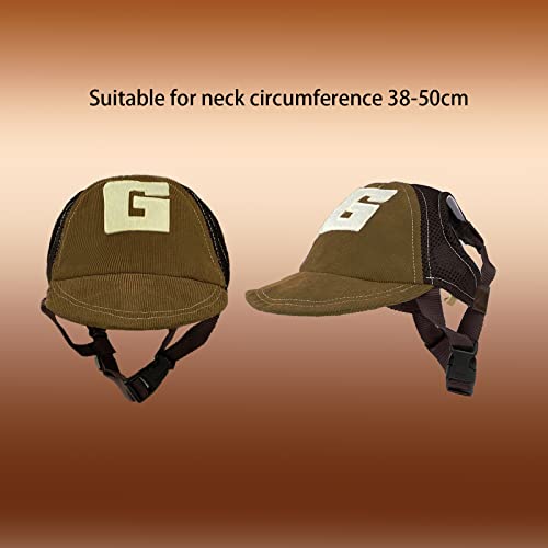 YJZQ Baseballkappe für Hunde, Baseballmütze, verstellbar, mit Ohrlöchern, Sonnenhut, atmungsaktiv, für große Hunde, Größe L, Kaffeeblau