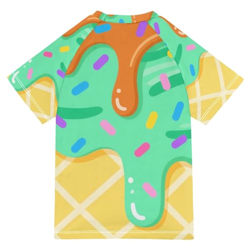 Ice Cream Teal Bathing Suit Kids Sun Protection Sweatshirt Swimwear Beach Tops 3T2