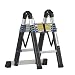 Produktbild WORHAN® 3.2m TELESKOPLEITER 2 in 1 ANLEGELEITER KLAPPLEITER ALU TELESKOP LEITER MULTIFUNKTTIONS LEITER 320cm K3.2C