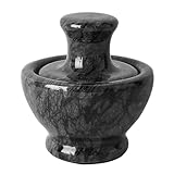 KITCHENKARATLY 創意蘑菇頭大理研鉢 エルゴノミックペッスル付き スパイス 調味料 用粉砕用 耐久性のある滑らかな表面 家用キッチンツール